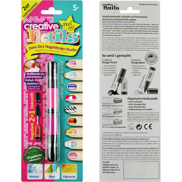 Лак-карандаш для ногтей детский Creative Nails на водной основе (2 цвета розовый + фиолетовый)
Лак-карандаш для ногтей детский Creative Nails на водной основе (2 цвета розовый + фиолетовый)