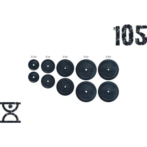 Набор блинов RN-Sport 105 кг (2х2.5 кг, 2х5 кг, 2х10 кг, 2х15 кг, 2х20 кг) (RNset105)(RNset105)
Набор блинов RN-Sport 105 кг (2х2.5 кг, 2х5 кг, 2х10 кг, 2х15 кг, 2х20 кг) (RNset105)(RNset105)