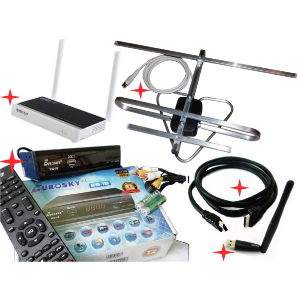 T2-тюнер Eurosky ES-18 + антенна для Т2 комнатная + WiFi адаптер Ralink RT-7601 + роутер Totolink N 300 RT
T2-тюнер Eurosky ES-18 + антенна для Т2 комнатная + WiFi адаптер Ralink RT-7601 + роутер Totolink N 300 RT