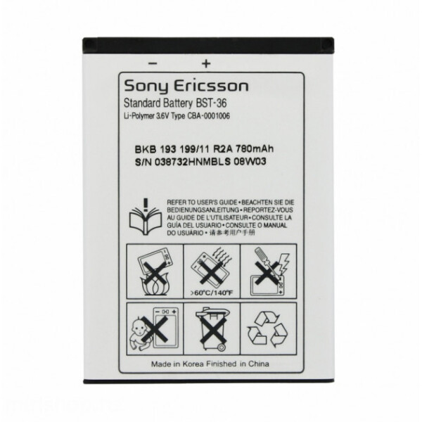 Батарея Sony Ericsson BST-36 J300a, J300c, J300i, K310i, K320i, K510i, W200i, Z310i, Z550c, Z550i
Батарея Sony Ericsson BST-36 J300a, J300c, J300i, K310i, K320i, K510i, W200i, Z310i, Z550c, Z550i
