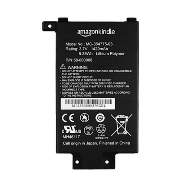 Батарея Amazon Kindle PaperWhite EY21 6"; (1`st Gen. 2012 Version) 1420mAh (58-000008) MC-354775-03
Батарея Amazon Kindle PaperWhite EY21 6"; (1`st Gen. 2012 Version) 1420mAh (58-000008) MC-354775-03