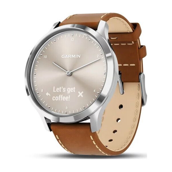 Garmin Vivomove HR Premium Silver Stainless Steel Case with Tan Italian Leather Band (010-01850-AA)
Garmin Vivomove HR Premium Silver Stainless Steel Case with Tan Italian Leather Band (010-01850-AA)
