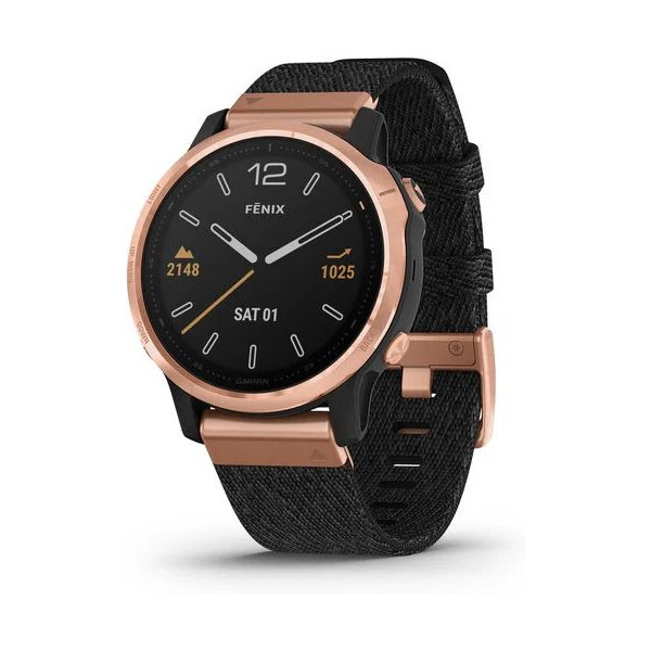 Garmin Fenix 6S Sapphire Rose Goldtone with Heathered Black Nylon Band, North (010-02159-36)
Garmin Fenix 6S Sapphire Rose Goldtone with Heathered Black Nylon Band, North (010-02159-36)