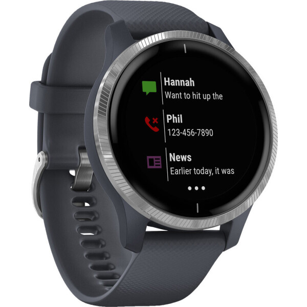 Garmin Venu Silver Stainless Steel Bezel w. Granite Blue and Silicone B. (010-02173-01)
Garmin Venu Silver Stainless Steel Bezel w. Granite Blue and Silicone B. (010-02173-01)