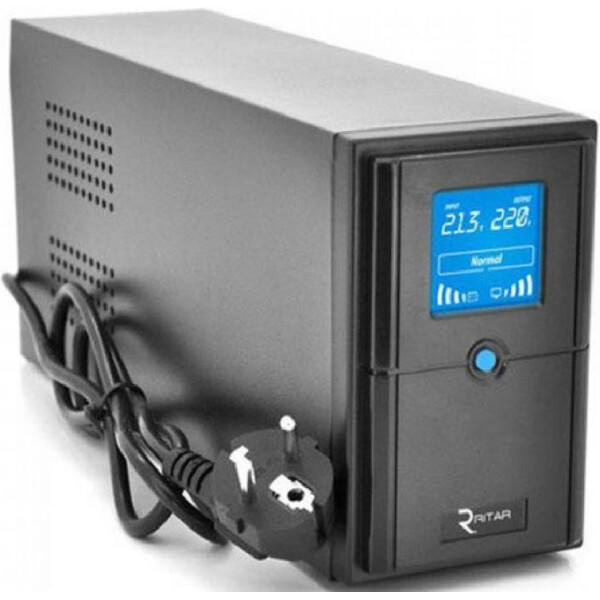 ИБП Ritar E-RTM1000 (600W) ELF-D, LCD, AVR, 3st, 3xSCHUKO socket, 2x12V7Ah, metal Case Q2 (405x195x285) 10 кг (340x120x190)