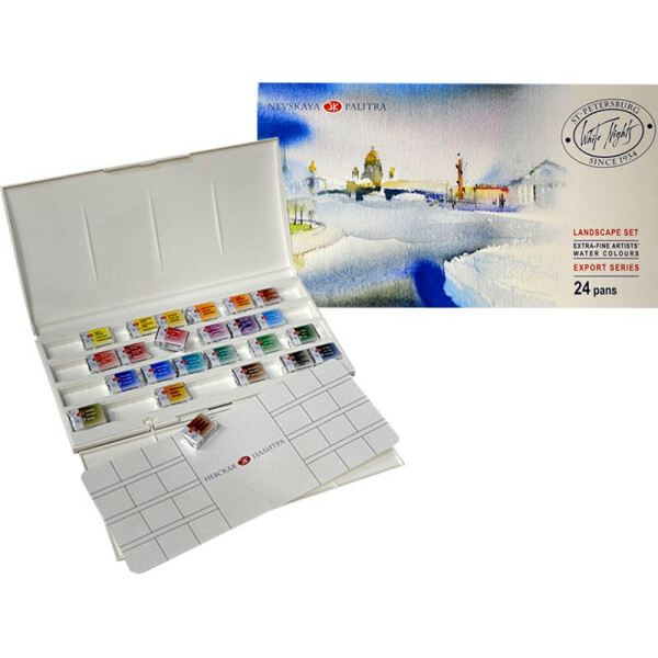 Набор акварельных красок Белые Ночи "Пейзаж" в пластиковом пенале 24 цвета в кюветах (352635)
Набор акварельных красок Белые Ночи "Пейзаж" в пластиковом пенале 24 цвета в кюветах (352635)