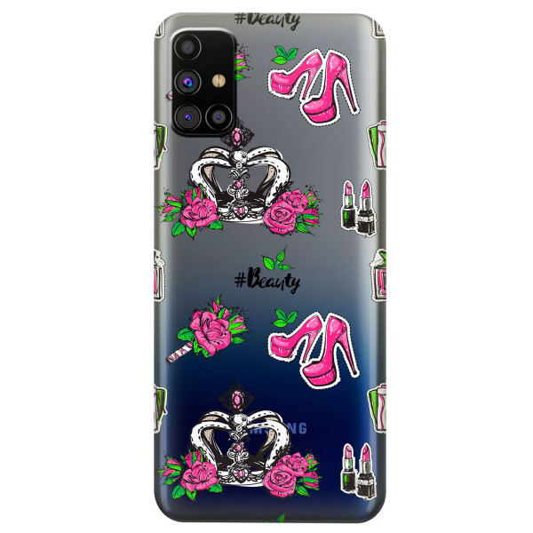 Прозрачный силиконовый чехол OKcovers для Samsung Galaxy M31s с рисунком - Женский дизайн (KS5955)