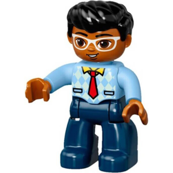 LEGO DUPLO Duplo Figure Lego Ville, Male, Dark Blue Legs, Bright Light Blue Top with Medium Blue Sleeves and Tie Pattern, White Glasses, Black Hair (47394pb227)
LEGO DUPLO Duplo Figure Lego Ville, Male, Dark Blue Legs, Bright Light Blue Top with Medium Blue Sleeves and Tie Pattern, White Glasses, Black Hair (47394pb227)