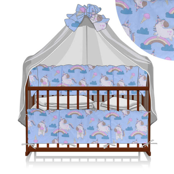 Постельный комплект "7 предметов" (1) "Единорог и мороженое большое" КПЛ-23 33242 - цвет голубой ТМ Беби-Текс