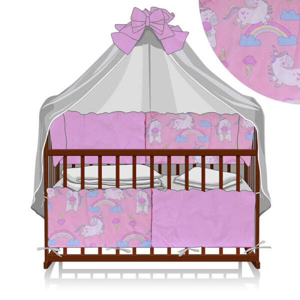 Постельный комплект "7 предметов" (1) "Единорог и мороженое большое" КПЛ-23 33259 - цвет розовый ТМ Беби-Текс