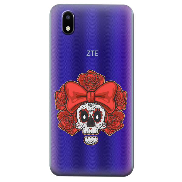 Прозрачный силиконовый чехол iSwag для ZTE Blade A3 2020 с рисунком - Готический череп (KS4679)