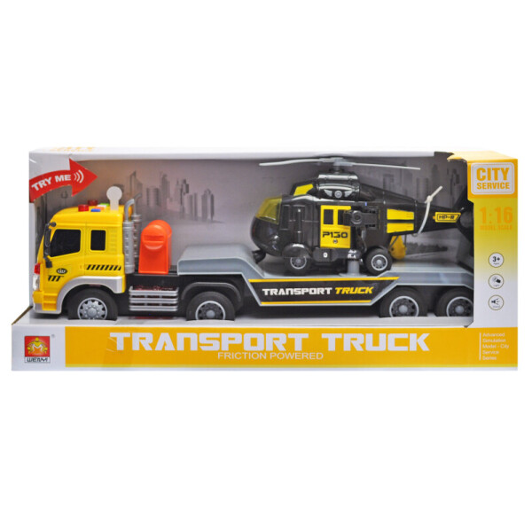 Инерционный автовоз WENYI "Transport truck" с вертолетом 42 * 12 * 19см., Желтый WY571C
Инерционный автовоз WENYI "Transport truck" с вертолетом 42 * 12 * 19см., Желтый WY571C