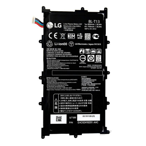 Батарея LG BL-T13 (V700 G PAD TABLET 10.1) LG G PAD 10.1"; Tablet V700 BL-T13 BL T13
Батарея LG BL-T13 (V700 G PAD TABLET 10.1) LG G PAD 10.1"; Tablet V700 BL-T13 BL T13