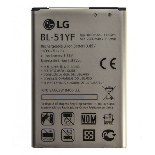 Батарея LG BL-51YF (G4 H540, G4 Stylus, H630, H634, H635, H740, H810, H811, H815, H818N, F500, K600, X19)
Батарея LG BL-51YF (G4 H540, G4 Stylus, H630, H634, H635, H740, H810, H811, H815, H818N, F500, K600, X19)