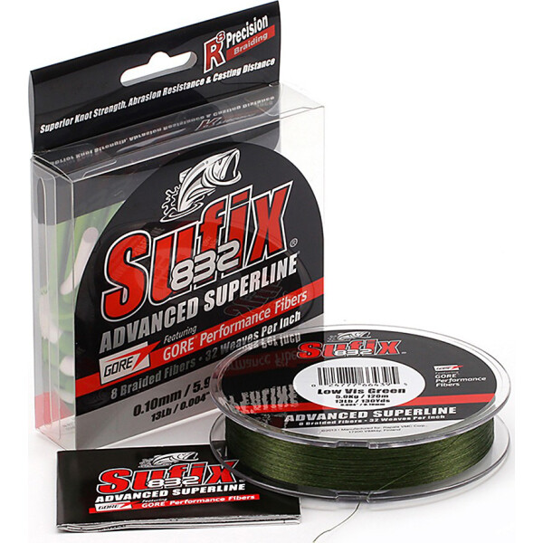Шнур Sufix 832 120м. 0.10мм. 5.9кг. Low-Vis-Green (DS1CF013D3DS71)