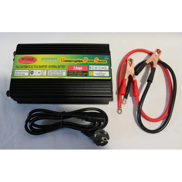 Преобразователь Power Inverter Wimpex 3200W-12V с зарядным устройством для аккумулятора
Преобразователь Power Inverter Wimpex 3200W-12V с зарядным устройством для аккумулятора