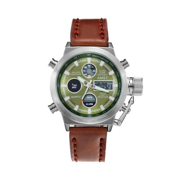 Наручные часы AMST 3003A Silver-Green-Brown Wristband