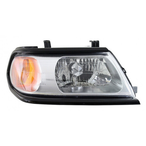 Фара правая штатная Mitsubishi Pajero Sport I (рестайлинг) 2001 - 2008, механ./электр., светлый корпус + хром рант, (Depo, 114-1121R-LDEM1) - шт.