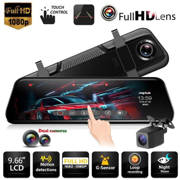 Видеорегистратор зеркало Anytek T12+ Full Hd 1080 сенсорный 9.66", G-sensor HDR камера заднего вида (9821K)
Видеорегистратор зеркало Anytek T12+ Full Hd 1080 сенсорный 9.66", G-sensor HDR камера заднего вида (9821K)