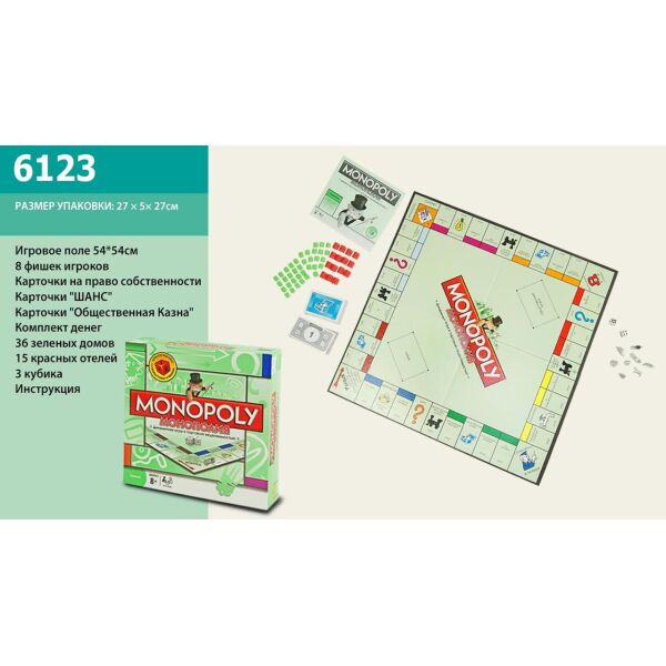 Настольная игра "Монополия" карточки, кубики, фишки, игровое поле, в кор. 27*27*5см /24-2/
Настольная игра "Монополия" карточки, кубики, фишки, игровое поле, в кор. 27*27*5см /24-2/