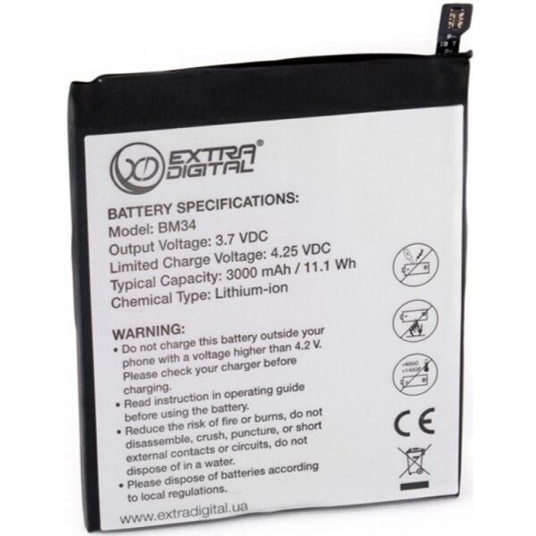 Аккумуляторная батарея для телефона EXTRADIGITAL Xiaomi Mi Note Pro (BM34) 3000 mAh (BMX6442)
Аккумуляторная батарея для телефона EXTRADIGITAL Xiaomi Mi Note Pro (BM34) 3000 mAh (BMX6442)