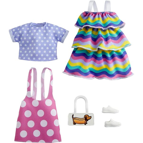 Одежда для кукол Барби Barbie Fashions 2 Pack Clothing Set, Include Pink Polka-Dot Jumper, Purple Polka-Dot Top, Striped Dress GRC87
Одежда для кукол Барби Barbie Fashions 2 Pack Clothing Set, Include Pink Polka-Dot Jumper, Purple Polka-Dot Top, Striped Dress GRC87