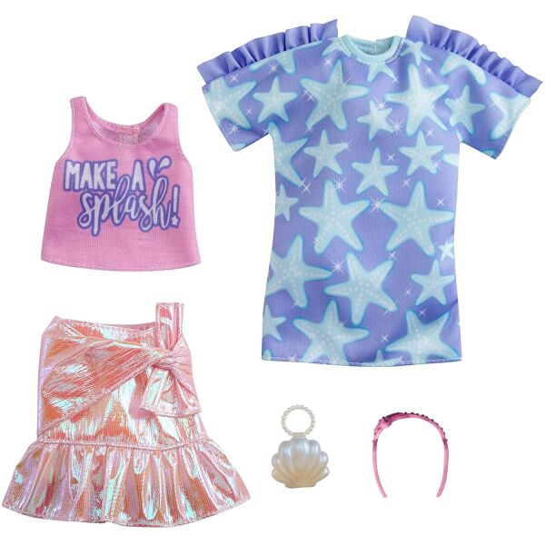 Одежда для кукол Барби Barbie Fashions 2 Pack Clothing Set, Include Star-Print Dress, Pink Iridescent Skirt, Graphic Tank GRC88
Одежда для кукол Барби Barbie Fashions 2 Pack Clothing Set, Include Star-Print Dress, Pink Iridescent Skirt, Graphic Tank GRC88