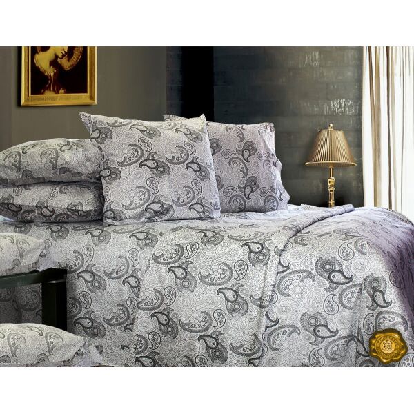 Комплект постельного белья Еней-Плюс С0139 белый, черный Семейный