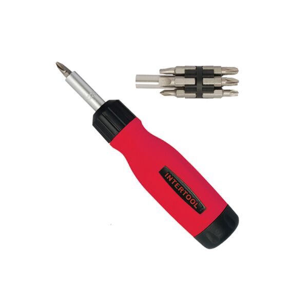 Отвертка реверсионная с комплектом насадок 12ед Intertool VT-1003
Отвертка реверсионная с комплектом насадок 12ед Intertool VT-1003