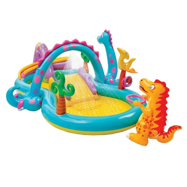 Бассейн детский надувной игровой центр с горкой динозавров Intex 57135 
Бассейн детский надувной игровой центр с горкой динозавров Intex 57135