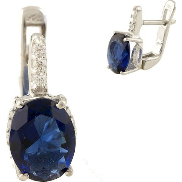 Серьги из серебра с куб. циркониями и сапфирами (синт.) (1284755) 
Серьги из серебра с куб. циркониями и сапфирами (синт.) (1284755)