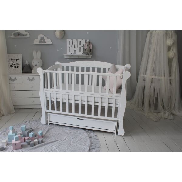 Кровать детская Baby Comfort ЛД10 на шарнирах с подшипником + фиксатор + откидная боковина белая с ящиком и резьбой
Кровать детская Baby Comfort ЛД10 на шарнирах с подшипником + фиксатор + откидная боковина белая с ящиком и резьбой