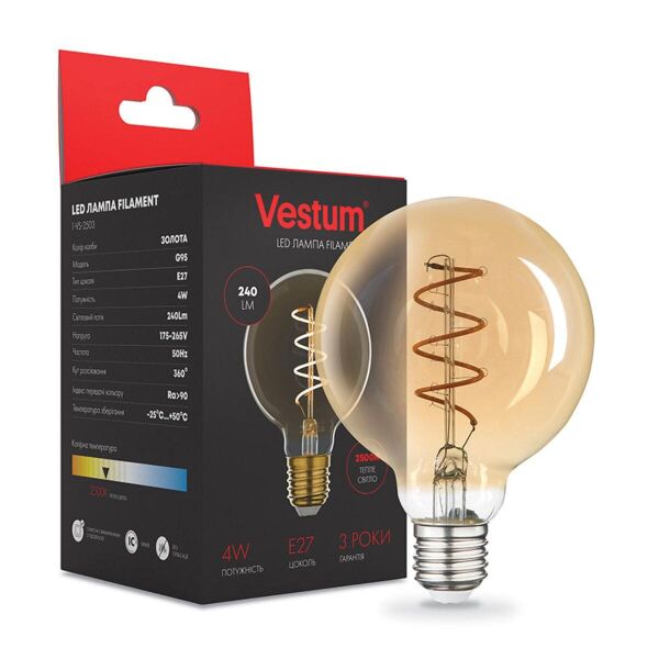 Лампа светодиодная Vestum LED филамент ";винтаж"; golden twist G95 Е27 4Вт 220V 2500К
Лампа светодиодная Vestum LED филамент ";винтаж"; golden twist G95 Е27 4Вт 220V 2500К