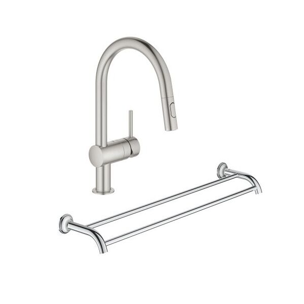 Набор Grohe EX Minta 32321DC2 смеситель для мойки + Grohe EX Essentials Authentic 40654001 держатель для полотенца двойной
Набор Grohe EX Minta 32321DC2 смеситель для мойки + Grohe EX Essentials Authentic 40654001 держатель для полотенца двойной
