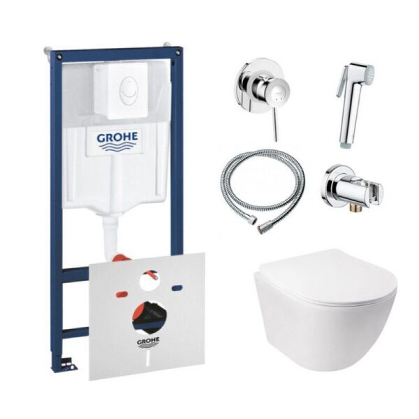 Комплект инсталляция Grohe Rapid SL 38722001 + унитаз с сиденьем Qtap Jay QT07335176W + набор для гигиенического душа со смесителем Grohe BauClassic 111048, Белый
Комплект инсталляция Grohe Rapid SL 38722001 + унитаз с сиденьем Qtap Jay QT07335176W + набор для гигиенического душа со смесителем Grohe BauClassic 111048, Белый