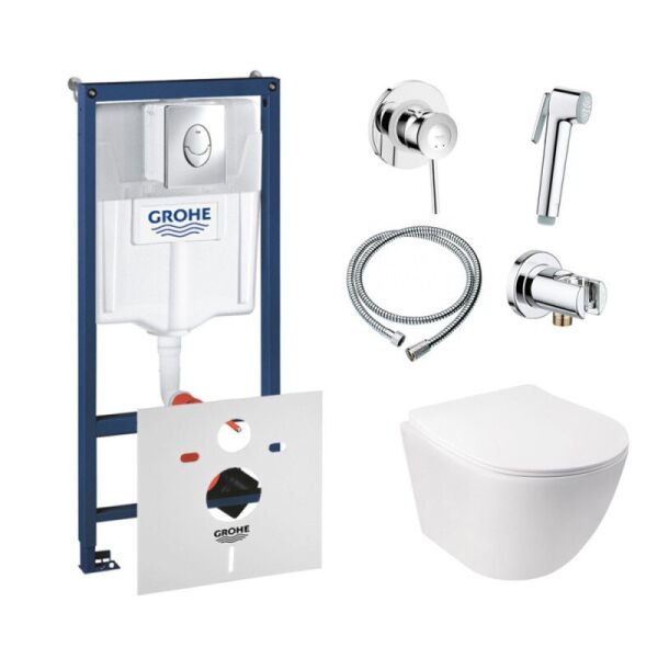 Комплект инсталляция Grohe Rapid SL 38721001 + унитаз с сиденьем Qtap Jay QT07335176W + набор для гигиенического душа со смесителем Grohe BauClassic 111048, Белый
Комплект инсталляция Grohe Rapid SL 38721001 + унитаз с сиденьем Qtap Jay QT07335176W + набор для гигиенического душа со смесителем Grohe BauClassic 111048, Белый