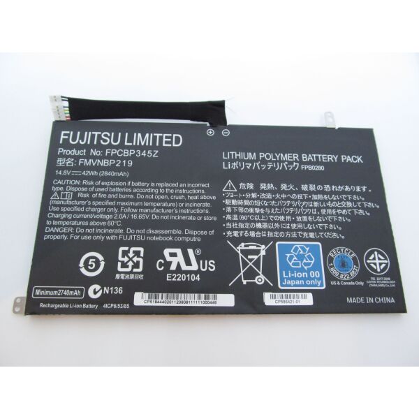 Батарея для ноутбука Fujitsu LifeBook UH572 FPCBP345Z, 2840mAh (42Wh), 4cell, 14.8V, Li-Pol, черная, ОРИГИНАЛ
Батарея для ноутбука Fujitsu LifeBook UH572 FPCBP345Z, 2840mAh (42Wh), 4cell, 14.8V, Li-Pol, черная, ОРИГИНАЛ