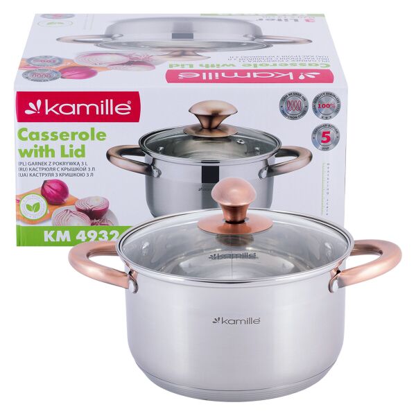 Кастрюля с крышкой Kamille 3л из нержавеющей стали и полыми ручками для индукции и газа KM-4932
Кастрюля с крышкой Kamille 3л из нержавеющей стали и полыми ручками для индукции и газа KM-4932