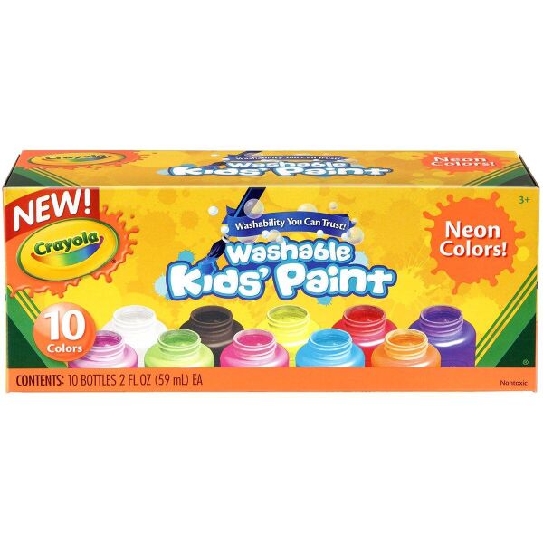 Crayola Набір змиваючих неонових фарб ,10 кольорів Washable Kids Paint, 10 Neon Paint Colors
Crayola Набір змиваючих неонових фарб ,10 кольорів Washable Kids Paint, 10 Neon Paint Colors