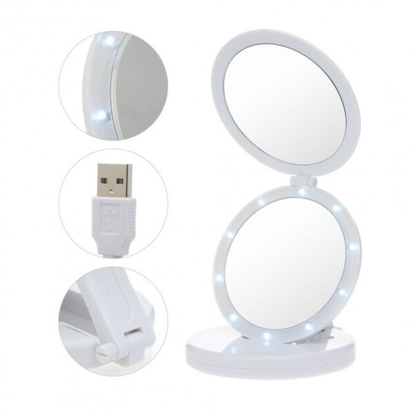 Косметическое настольное складное зеркало для макияжа с подсветкой 5х Large Led Mirror гримерное белое
Косметическое настольное складное зеркало для макияжа с подсветкой 5х Large Led Mirror гримерное белое