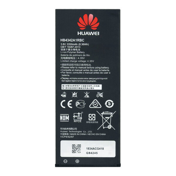Huawei HB4342A1RBC (2200mAh) Huawei Y5 II, Y6 Honor 4A SCC-U21, SCL-TL00, SCL-ALOO (Original)
Huawei HB4342A1RBC (2200mAh) Huawei Y5 II, Y6 Honor 4A SCC-U21, SCL-TL00, SCL-ALOO (Original)