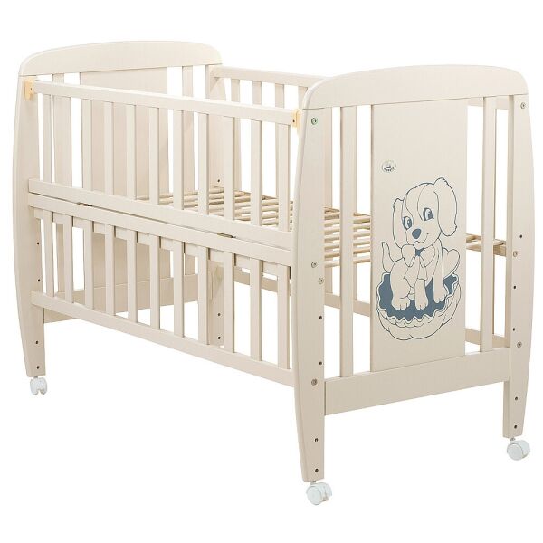 Кроватка детская из бука Собачка с откидной боковой стенкой на колесиках. Babyroom DSO-01 Слоновая кость
Кроватка детская из бука Собачка с откидной боковой стенкой на колесиках. Babyroom DSO-01 Слоновая кость