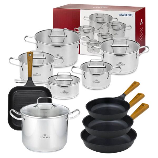 Gerlach Ambiente Komplet Garnki Z Pokrywkami 10 El+ Patelnie Natur 20 24 28Cm + Grillowa Garnek Simple 7 L (983K4)
Gerlach Ambiente Komplet Garnki Z Pokrywkami 10 El+ Patelnie Natur 20 24 28Cm + Grillowa Garnek Simple 7 L (983K4)