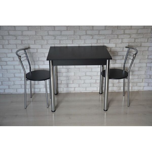 Кухонный комплект Тавол Ретта 80см х 60см (Стол не раскладной + 2 стула) ножки металл хром Черный
Кухонный комплект Тавол Ретта 80см х 60см (Стол не раскладной + 2 стула) ножки металл хром Черный