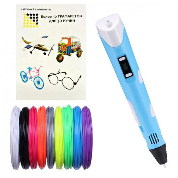 3D-ручка для рисования 3D Pen 2 и 150 метров разноцветного пластика с трафаретами Голубая
3D-ручка для рисования 3D Pen 2 и 150 метров разноцветного пластика с трафаретами Голубая