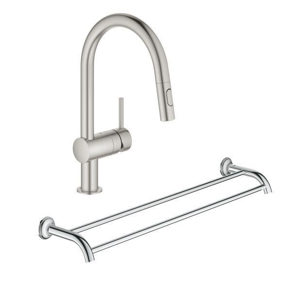 Набор Grohe смеситель для кухни с выдвижным изливом Minta 32321DC2 + полотенцедержатель Essentials Authentic 40654001 (ST702295)
Набор Grohe смеситель для кухни с выдвижным изливом Minta 32321DC2 + полотенцедержатель Essentials Authentic 40654001 (ST702295)