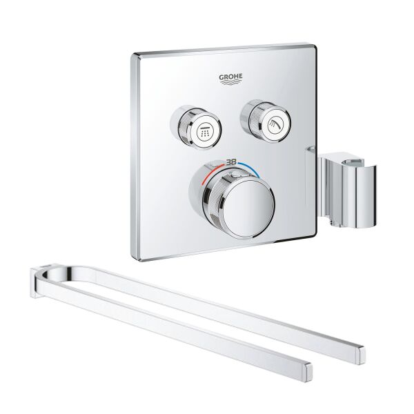 Набор Grohe внешняя часть термостатического смесителя для душа Grohtherm SmartControl 29125000 на два потребителя + полотенцедержатель Selection 41059000 (ST702291)
Набор Grohe внешняя часть термостатического смесителя для душа Grohtherm SmartControl 29125000 на два потребителя + полотенцедержатель Selection 41059000 (ST702291)
