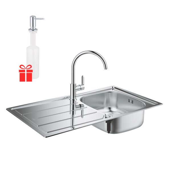 Набор Grohe мойка кухонная K200 31562SD0 + смеситель BauEdge 31367000 + дозатор для моющего средства Contemporary 40536000 (ST702204)
Набор Grohe мойка кухонная K200 31562SD0 + смеситель BauEdge 31367000 + дозатор для моющего средства Contemporary 40536000 (ST702204)