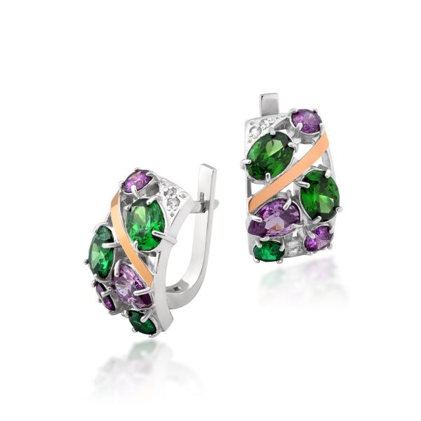 Серьги с фианитами Юрьев 104 с 
Серьги с фианитами Юрьев 104 с