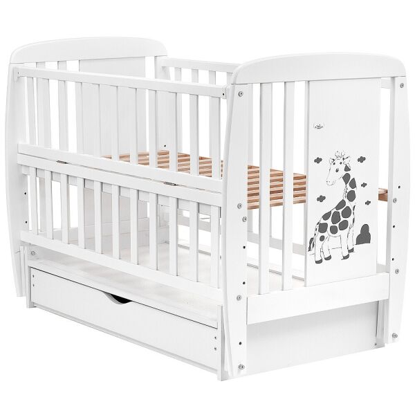 Кроватка детская из бука Жирафик с откидной боковиной, ящиком и маятником, Babyroom DJMYO-01 Белый
Кроватка детская из бука Жирафик с откидной боковиной, ящиком и маятником, Babyroom DJMYO-01 Белый